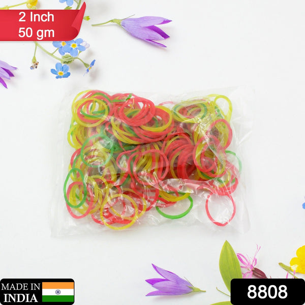 2-Inch Unbreakable Nylon Rubber Bands – Reusable Multicolor for Office, Home & School (50GM)